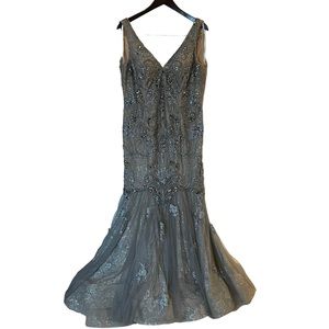 Jovani Beaded Gown Gray Size 14